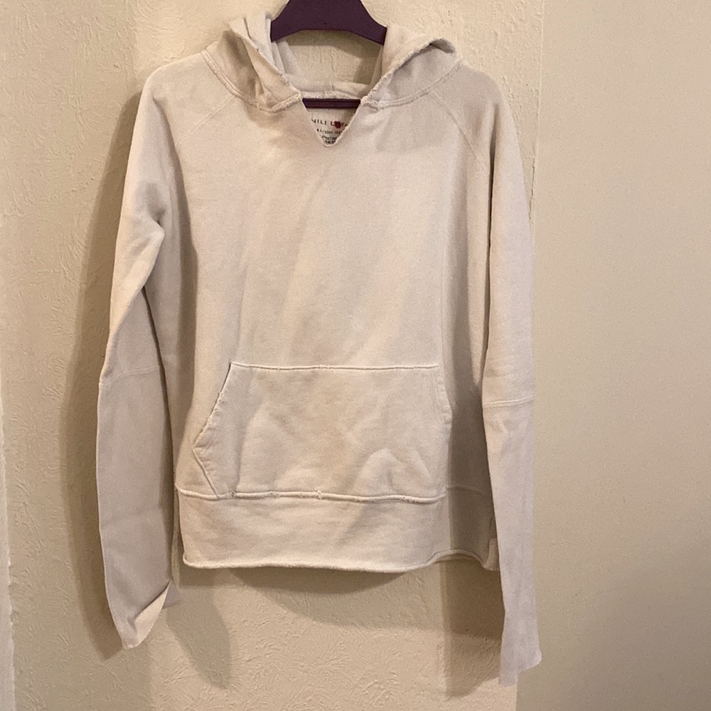 Nili Lotan Janie Distressed Hoodie Chalk Size Small